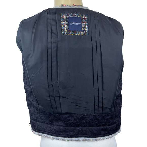 Magaschoni Women's Black Wooven Multicolor Threads  Button Up Sweater Sz 6 - Picture 8 of 10